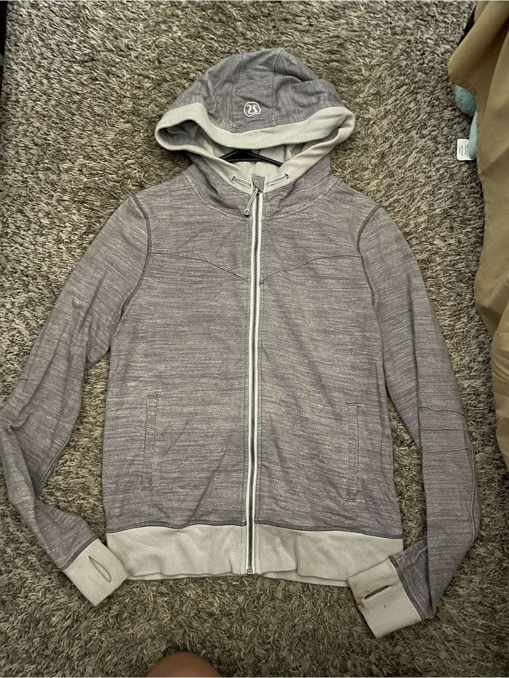 lululemon athletica Heather Gray Full-Zip Hooded Sweater